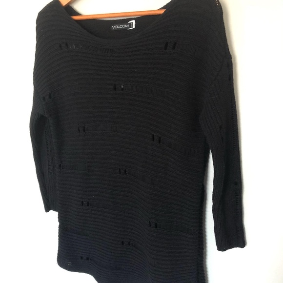 3/$25! Volcom Black Distressed Sweater - Picture 2 of 5
